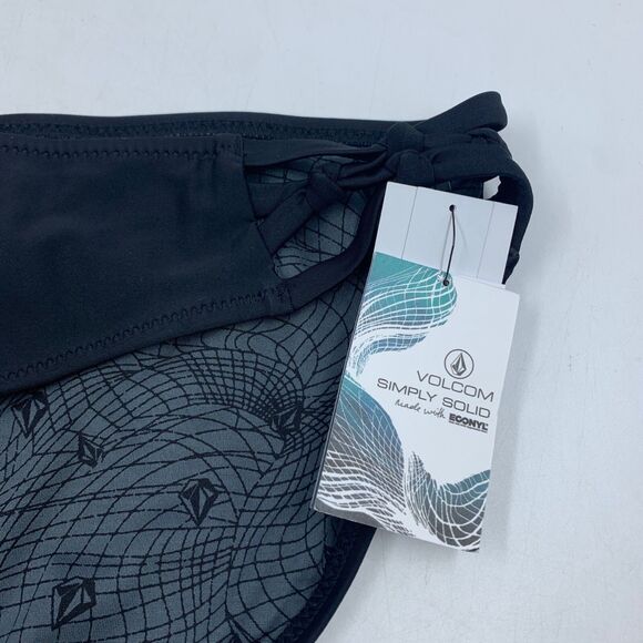 Volcom Womens 14W Swimsuit Swim Surf Bikini Bottom Simply Solid Full Black NEW - Picture 3 of 8